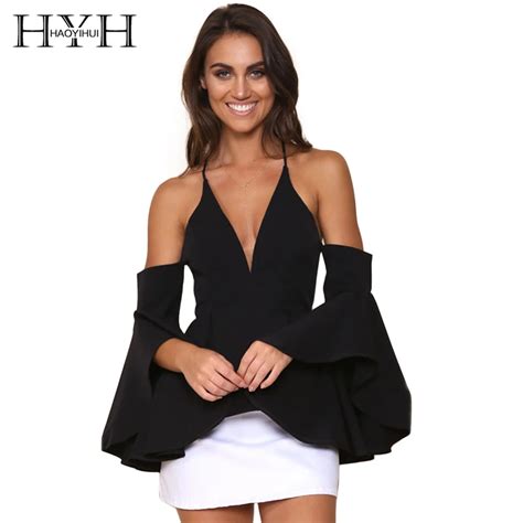 Aliexpress Buy HYH HAOYIHUI Solid Black Women Off Shoulder V Neck