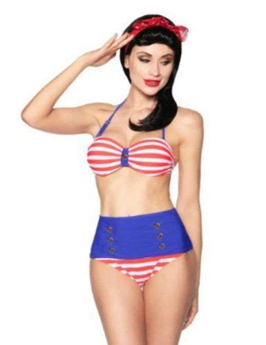 RETRO Pinup Rockabilly Vintage High Waist Bikini Swimsuit COCOSHIP