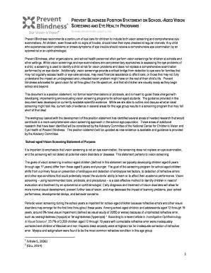 Fillable Online PREVENT BLINDNESS POSITION STATEMENT ON SCHOOL AGED