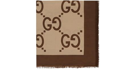 Gucci Jacquard Shawl With Frayed Edges In Brown For Men Lyst Uk