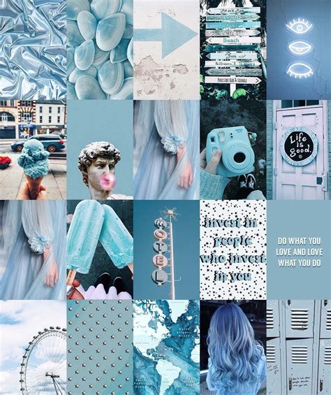 Ocean Blue Wall Collage Kit Digital Download 110pcs Blue Etsy