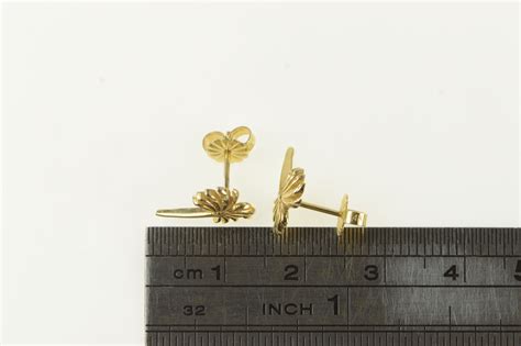 14K Palm Tree Tropical Beach Motif Stud Yellow Gold Earrings Property