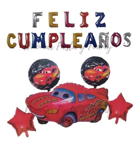 Feliz Cumpleaños Cars Set De Globos Metálicos Rayo Mcqueen en venta en