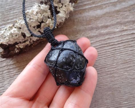 Apache Tears Obsidian Necklace Dragon Glass Pendant Volcanic Etsy