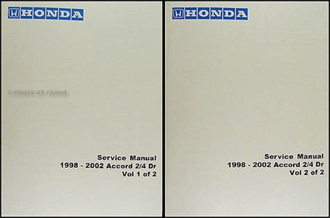 1998-2002 Honda Accord Repair Shop Manual Factory Reprint