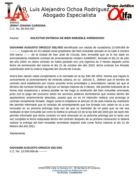 Ejemplo De Carta De No Renovacion De Contrato Laboral Modelo De Informe