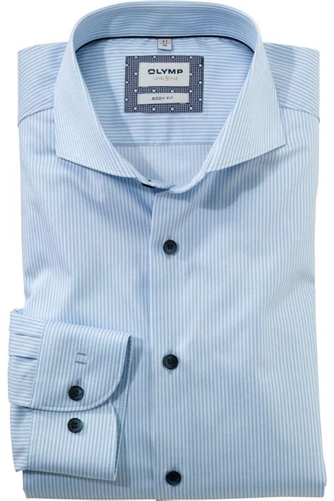 Hochwertiges OLYMP Level Five Body Fit Hemd in der Farbe blau/weiss ...