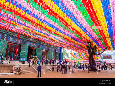 Colorful lantern decoration at Jogyesa Temple during the Lotus Lantern ...