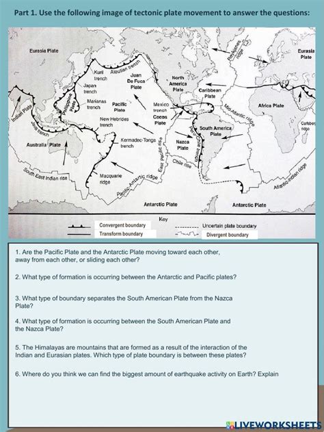 Tectonic Plate Map Worksheet