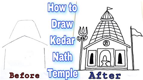 Kedarnath Temple Drawing Tutorial Easy Kedarnath Temple Drawing