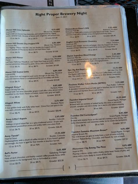 Menu at Victoria Gastro Pub, Columbia, Snowden River Pkwy Ste D