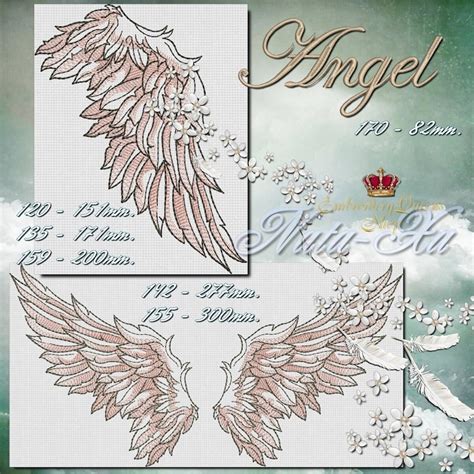 Wings Angel Wings Machine Embroidery Design Different Sizes Etsy