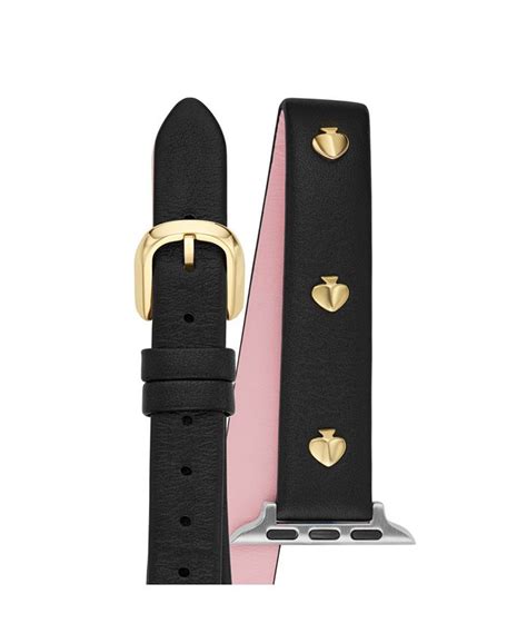 Kate Spade New York Womens Black Double Wrap Leather Band For Apple Watch 38 40mm Macys