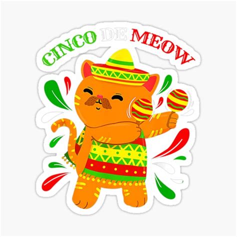 Cinco De Meow Ideas Cinco De Mayo Cat Lover Owner Sticker By