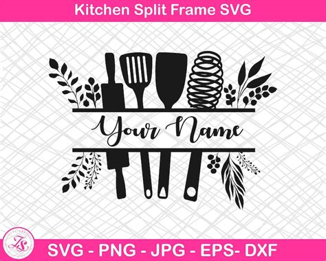 Kitchen Split Frame SVG Cooking Monogram Svg Kitchen Etsy