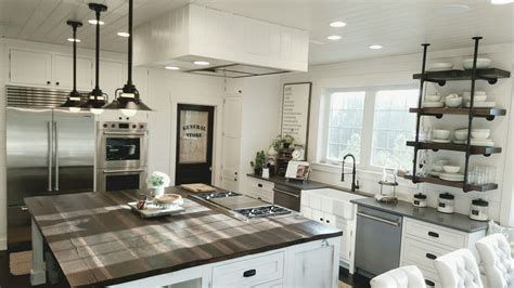 White Shiplap Kitchen With Large 7x8 Reclaimed Wood Island Shiplap