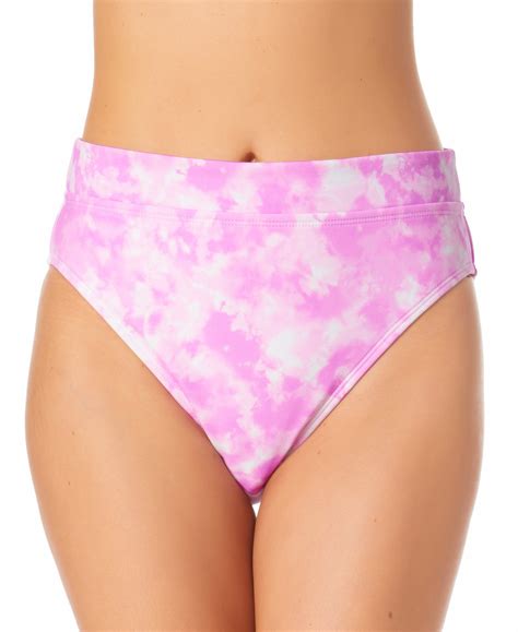 California Waves Juniors Pink Printed High Waist Bikini Bottoms