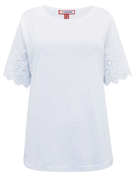 Joe Browns White Pure Cotton Broderie Sleeve Top Size 8 To 18