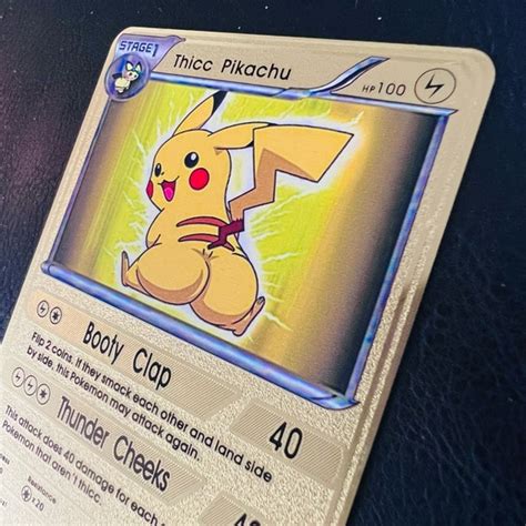 Games Pokemon Thicc Pikachu Hp Metal Gold Card Poshmark