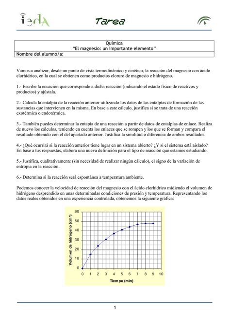 Qu Mica El Magnesio Un Importante Elemento Nombre Del Alumno A