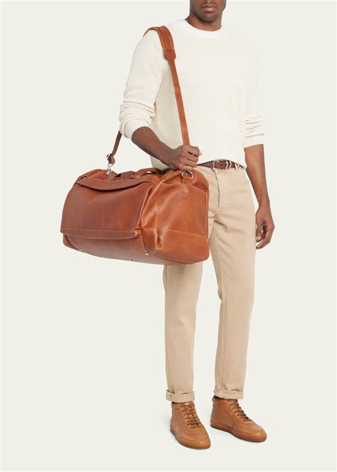 Brunello Cucinelli Mens Pebbled Leather Duffel Bag Bergdorf Goodman