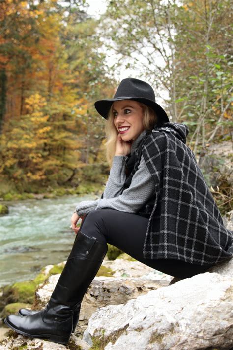 Plaid Forest Wool Poncho Turtleneck Tunic And Riding Boots Meagan