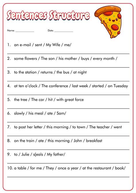 Printable Grammar Worksheets Sentence Types Types Of Sentences Worksheet Jumbled Words Sentences