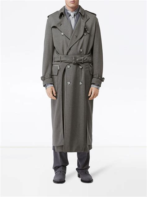 Burberry Cargo Pocket Detail Cashmere Silk Trench Coat In Grey Gray For Men Save 30 Lyst