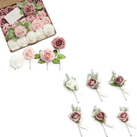 Amazon Ling S Moment Artificial Flowers 3 25pcs Shades Of Dusty