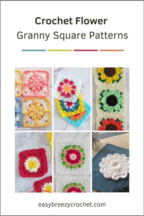 Crochet Flower Granny Square Patterns Easy Breezy Crochet