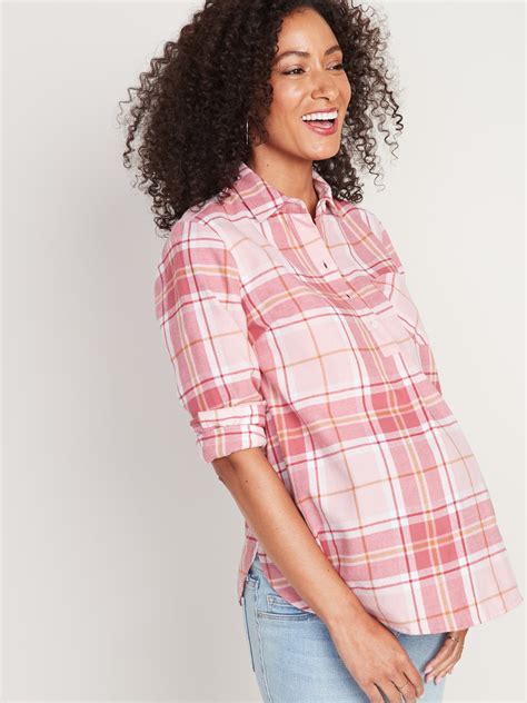 Maternity Plaid Flannel Popover Shirt Old Navy