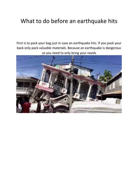 What To Do Before An Earthquake Hits | PDF