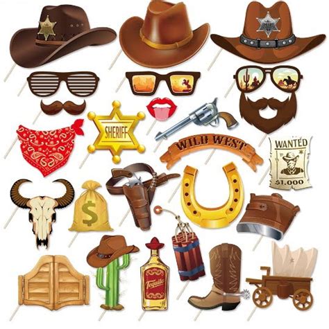 25pcs Cowboy Photo Booth Props Party My Malaysia Online Party Pack Shop