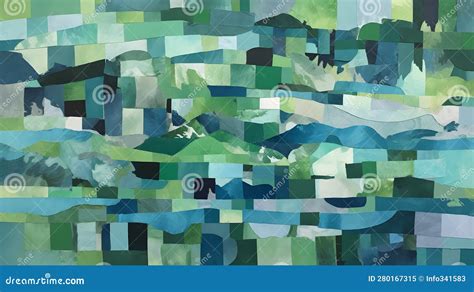 Collage De Papel Rasgado En Tonos Azules Y Verdes De Ai Generativo