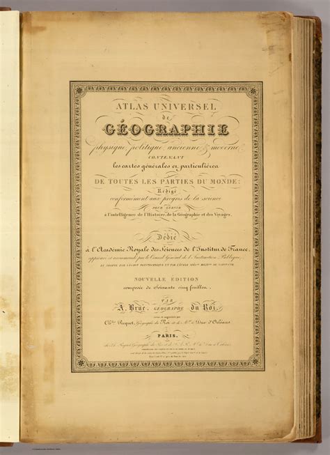 Title Page To Atlas Universel De Geographie Physique Politique