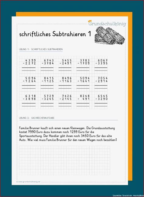 Fabelhaft Subtraktion Grundschule Arbeitsbl Tter Nur F R Sie