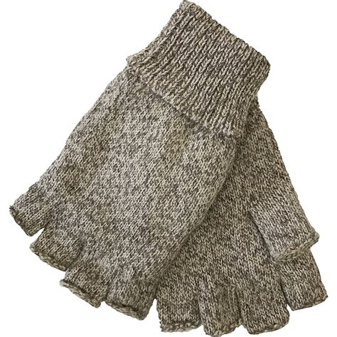 Polarwear Mens Fingerless Ragg Wool Gloves With Inner Fleece Palm