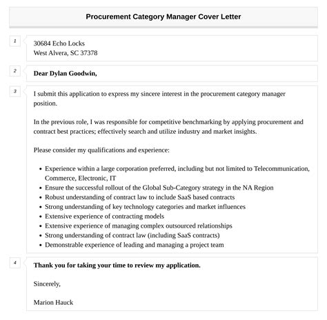 Procurement Category Manager Cover Letter Velvet Jobs