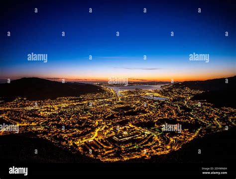 Bergen By Night Stock Photo Alamy