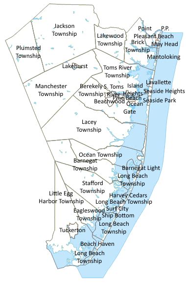 Ocean County New Jersey Town Map Maps On The Web