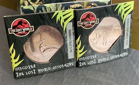 LOST WORLD JURASSIC Park Tetley Coin 6 8 Compy Pteranodon Used Medal