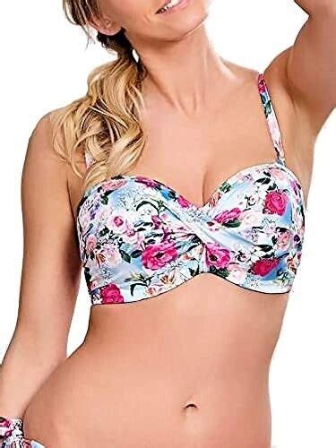 Panache Blue Floral Alanis Bandeau Bikini Swim Top Us F Uk Us E For