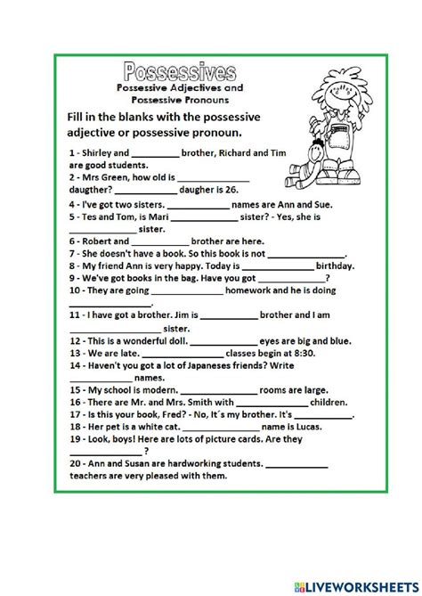 Possessive Pronouns Pronoun Worksheets Good Student Possessives Do