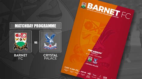 Match Programme Barnet Vs Crystal Palace Barnet Football Club