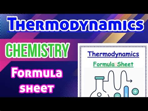 Formula Sheet Thermodynamics Class 11th Chemistry Chapter 6