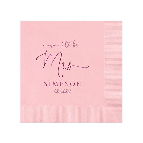 Personalized Napkins Bridal Shower Soon To Be Mrs Custom Etsy