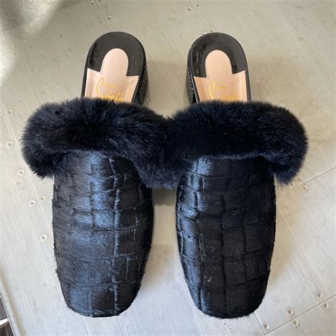 Christian Louboutin Shoes Christian Louboutin Boudiva Black Fur Mules Sz 395 Poshmark