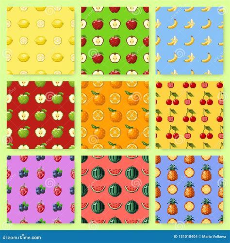 Pixel Fruits Inventory Cartoon Game Interface Screen With Fruits And