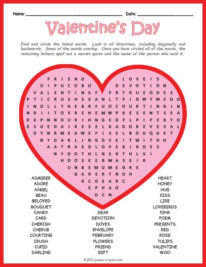 No Prep Valentine S Day Word Search Puzzle Worksheet Activity Made By