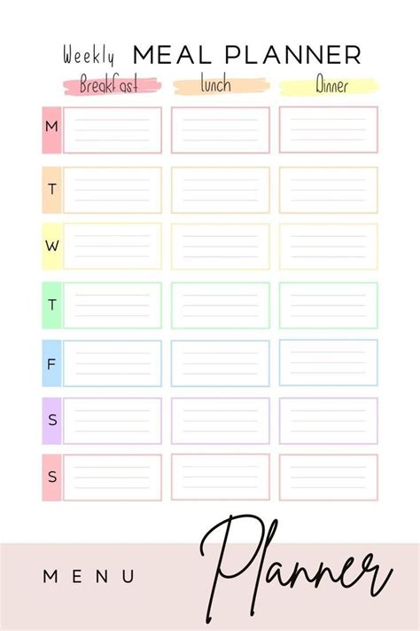 Weekly Meal Planner And Shopping List With Bonus Meal Planning Menu